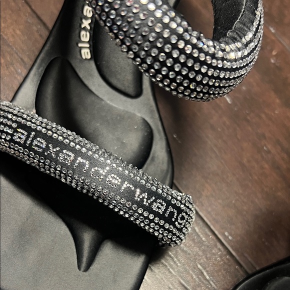 Alexander Wang Black Sandals with Rhinestone Straps - Picture 2 of 5